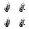 Service Caster 3 Inch Thermoplastic Wheel 3/8 Threaded Stem Caster Set with Brakes SCC, 4PK SCC-TS05S310-TPRS-SLB-381615-4